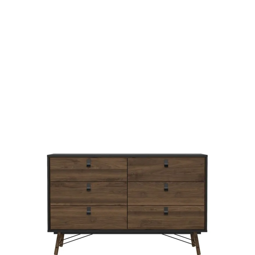 Ladekast Denver Zwart / Walnoot - 150x95x40 cm