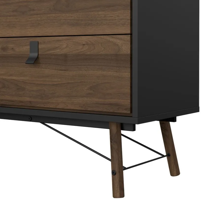 Ladekast Denver Zwart / Walnoot - 150x95x40 cm