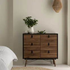 Ladekast Denver Zwart / Walnoot - 102x95x40 cm