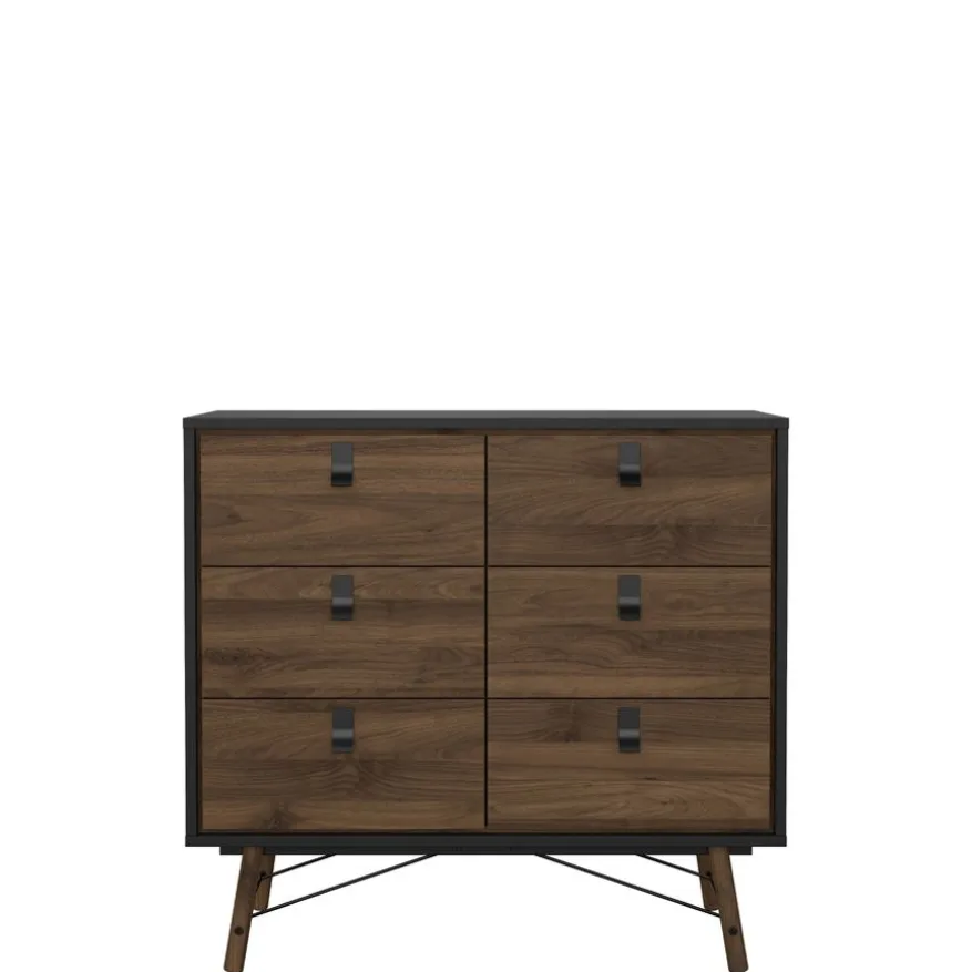 Ladekast Denver Zwart / Walnoot - 102x95x40 cm