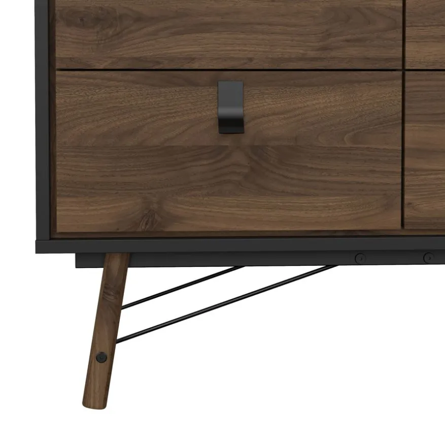 Ladekast Denver Zwart / Walnoot - 102x95x40 cm