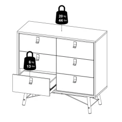 Ladekast Denver Zwart / Walnoot - 102x95x40 cm