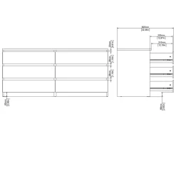 Ladekast Luna Eiken - 154x71x50 cm