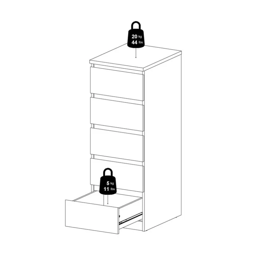 Ladekast Luna Hoogglans Wit - 41x112x50 cm