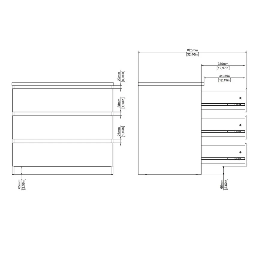 Ladekast Luna Hoogglans Wit - 77x71x50 cm