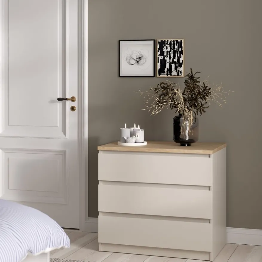 Ladekast Luna Taupe / Eiken - 77x71x50 cm