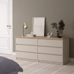 Ladekast Luna Taupe / Eiken - 154x71x50 cm