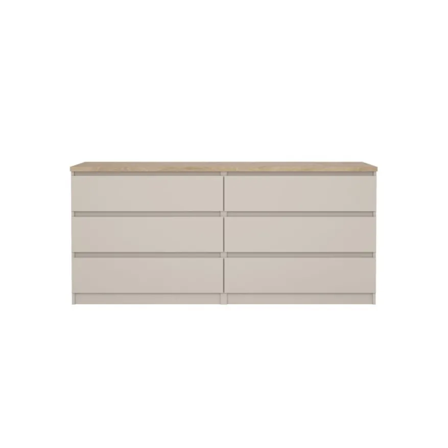 Ladekast Luna Taupe / Eiken - 154x71x50 cm