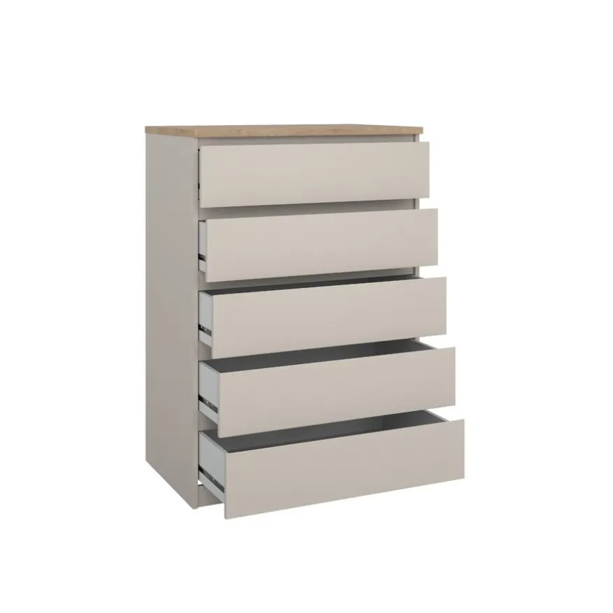 Ladekast Luna Taupe / Eiken - 77x112x50 cm