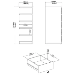 Ladekast Luna Zwart - 41x112x50 cm