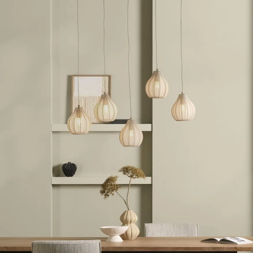 Light & Living Hanglamp Elati Naturel - 5 x E27 - 100 cm breed