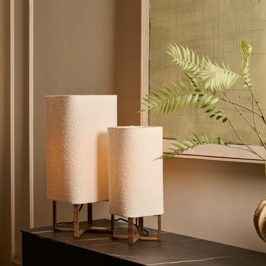 Light & Living Tafellamp Wyn Crème / Bruin - E27 - 39 cm hoog