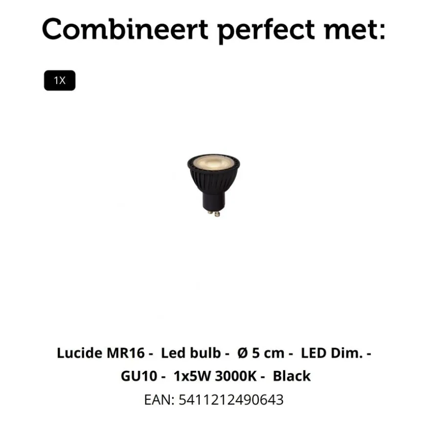 Lucide Bureaulamp Lesley Zwart - GU10 - 50 cm hoog
