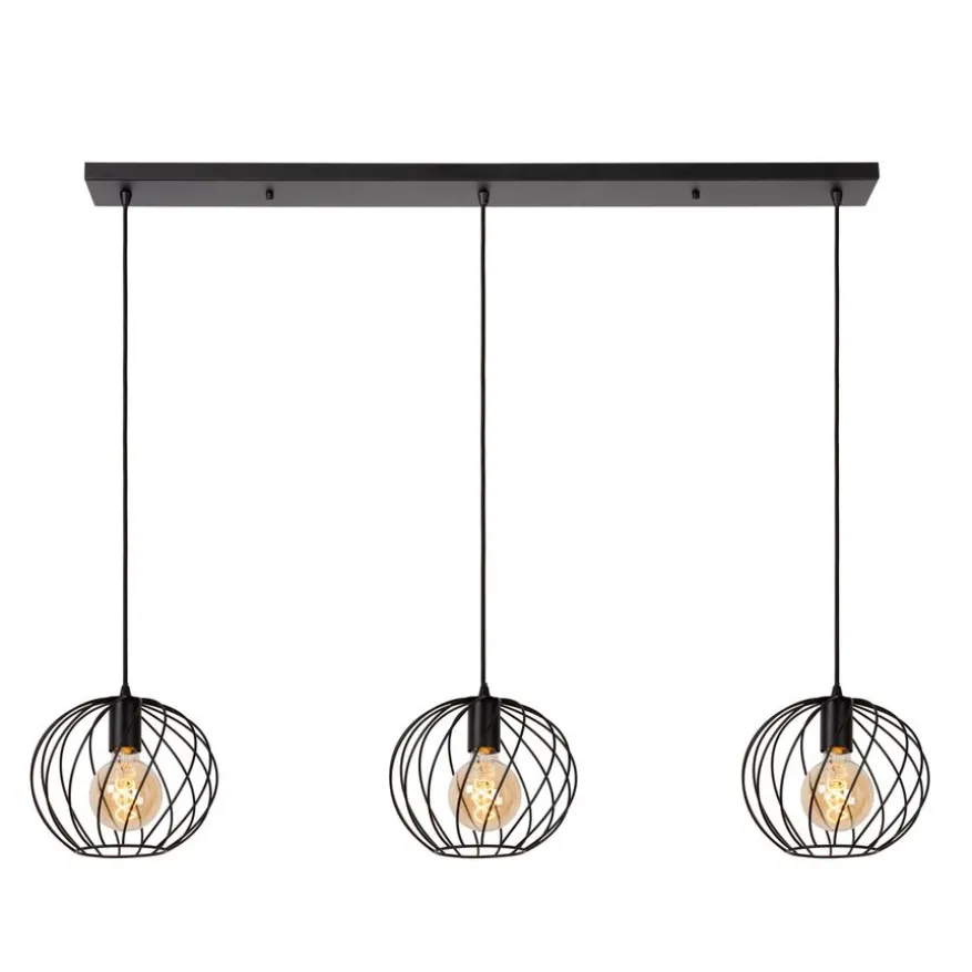 Lucide Hanglamp Danza Zwart - 3 x E27 - 130 cm breed