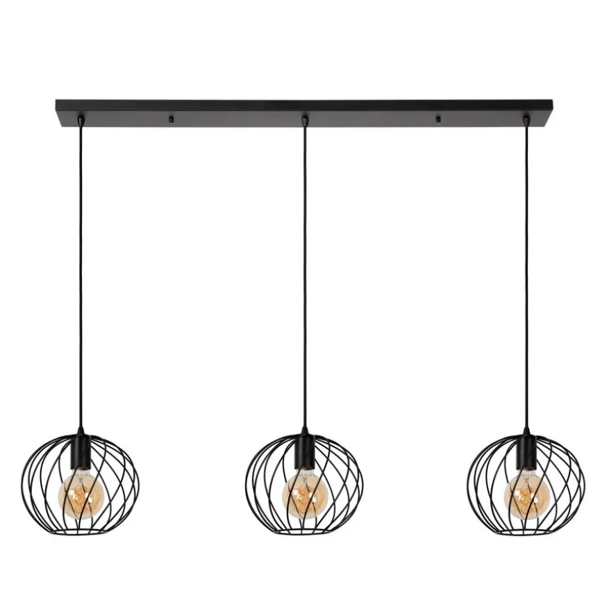 Lucide Hanglamp Danza Zwart - 3 x E27 - 130 cm breed