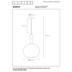 Lucide Hanglamp Marius Zwart - E27 - Ø 30 cm
