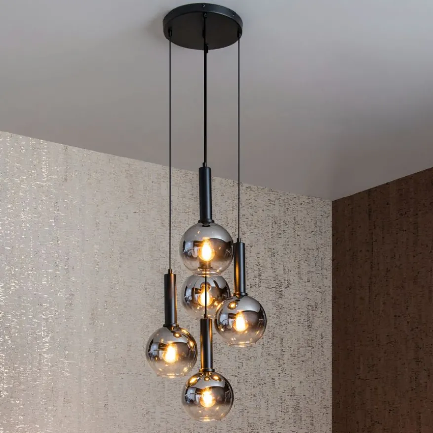 Lucide Hanglamp Marius Zwart - 5 x E27 - Ø 55 cm