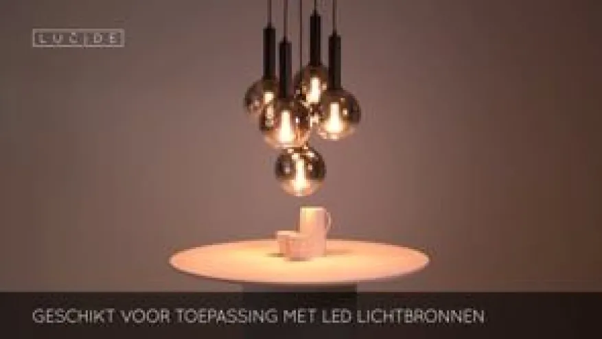 Lucide Hanglamp Marius Zwart - 5 x E27 - Ø 55 cm