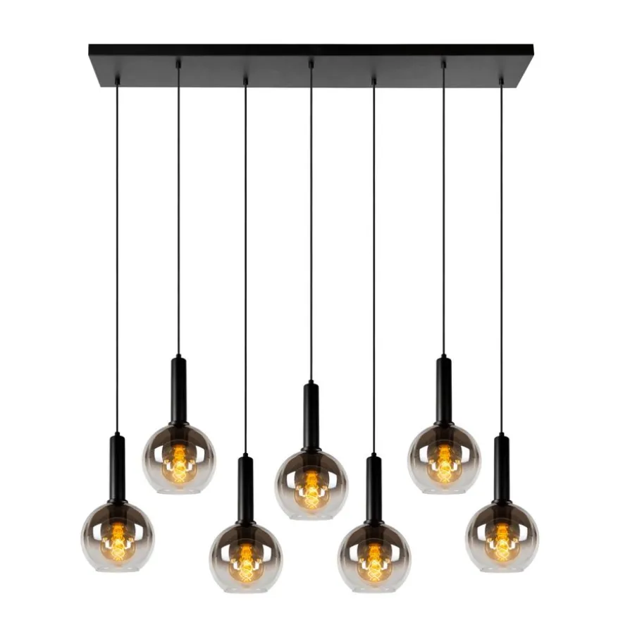 Lucide Hanglamp Marius Zwart - 7 x E27 - 130 cm breed
