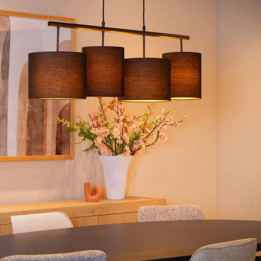 Lucide Hanglamp Maya Zwart - 4 x E27 - 107 cm breed