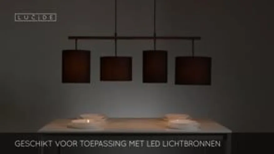 Lucide Hanglamp Maya Zwart - 4 x E27 - 107 cm breed
