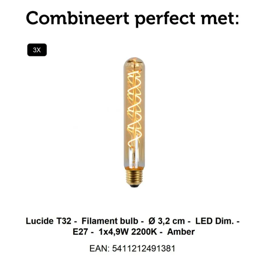 Lucide Hanglamp Rafal Grijs - 3 x E27 - Ø 50 cm