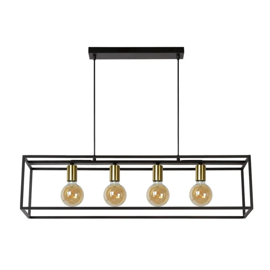 Lucide Hanglamp Ruben Zwart - 4 x E27 - 92 cm breed