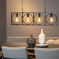 Lucide Hanglamp Suus Zwart - 4 x E27 - 108 cm breed