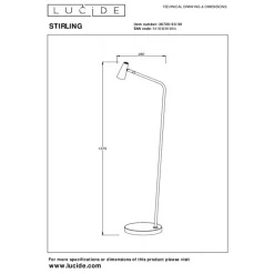 Lucide Oplaadbare Vloerlamp Stirling Zwart - LED - 138 cm hoog