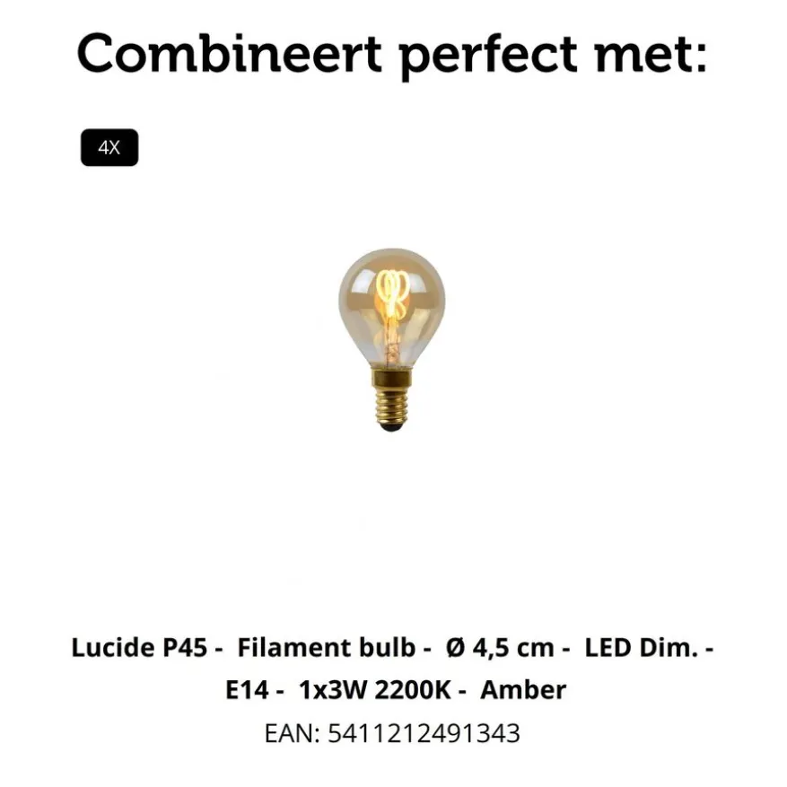 Lucide Plafondspot Alion Zwart - 4 x E14 - 23x23 cm