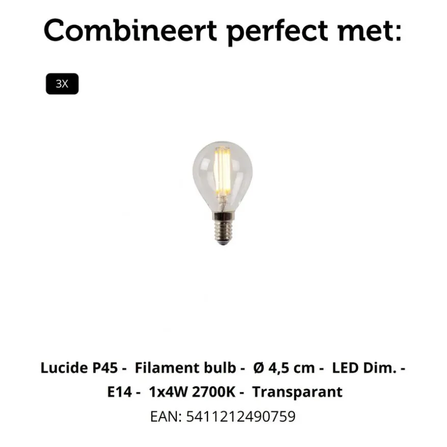 Lucide Plafondspot Bjorn Goud - 4 x E14 - Ø 38 cm