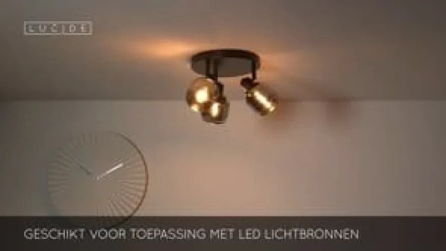 Lucide Plafondspot Bjorn Zwart - 4 x E14 - Ø 38 cm