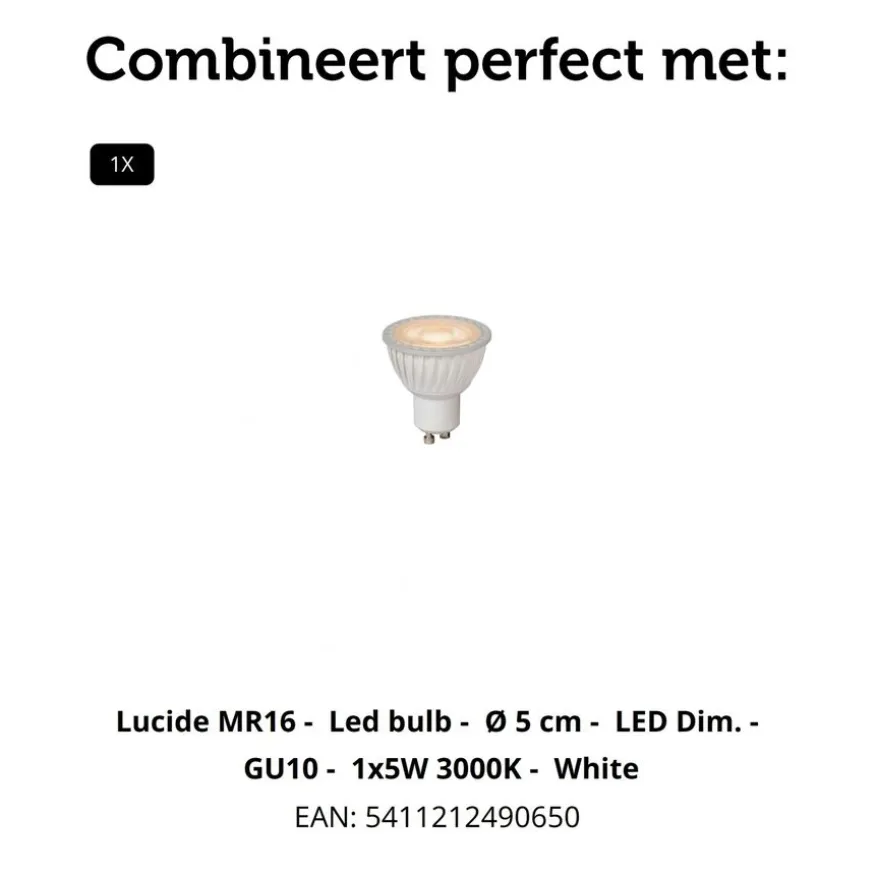 Lucide Plafondspot Clubs Wit - GU10 - Ø 10 cm