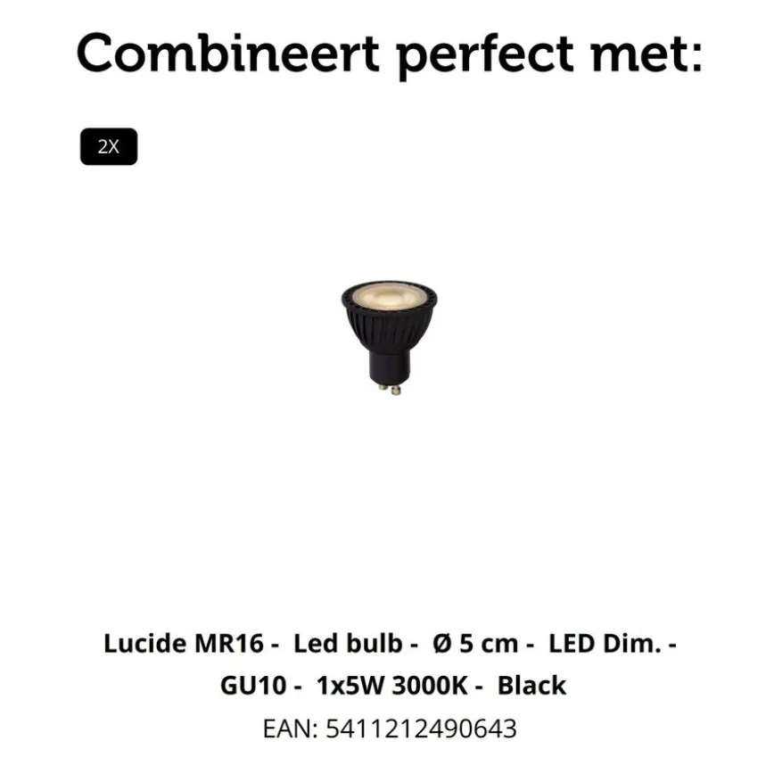 Lucide Plafondspot Clubs Zwart - 2 x GU10 - 31x9 cm