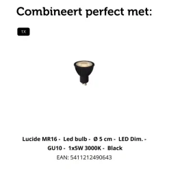 Lucide Plafondspot Clubs Zwart - GU10 - Ø 10 cm