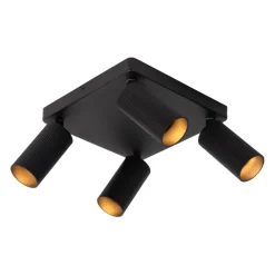Lucide Plafondspot Clubs Zwart - 4 x GU10 - 24x24 cm