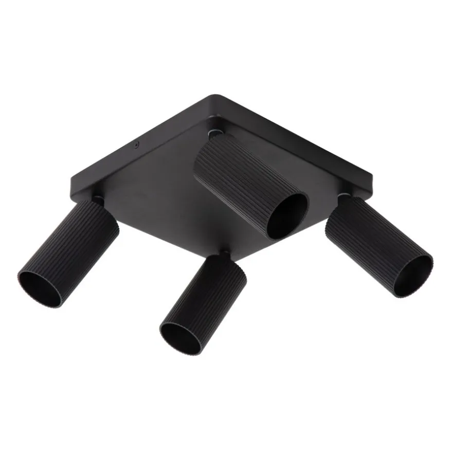 Lucide Plafondspot Clubs Zwart - 4 x GU10 - 24x24 cm