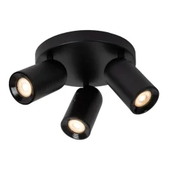 Lucide Plafondspot Punch Zwart - 3 x GU10 - Ø 21 xm