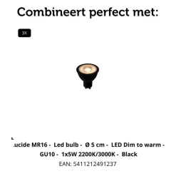 Lucide Plafondspot Punch Zwart - 3 x GU10 - Ø 21 xm