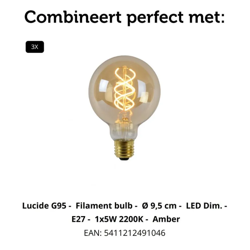 Lucide Plafonniere Marius Zwart - 3 x E27 - Ø 55 cm