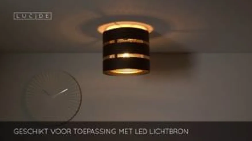 Lucide Plafonniere Rosas Zwart - E27 - Ø 26 cm