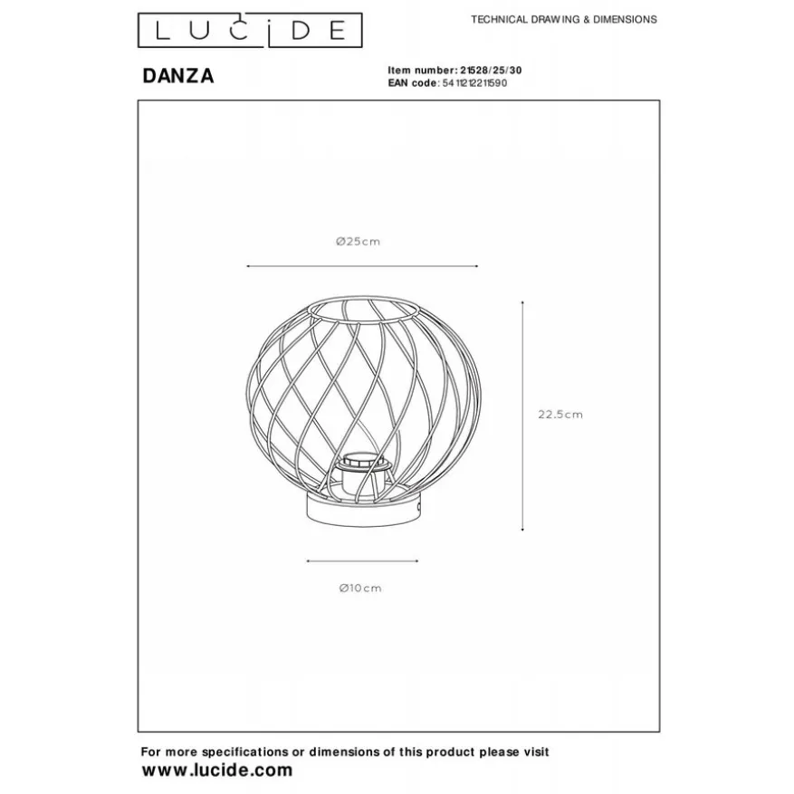 Lucide Tafellamp Danza Zwart - E27 - 23 cm hoog