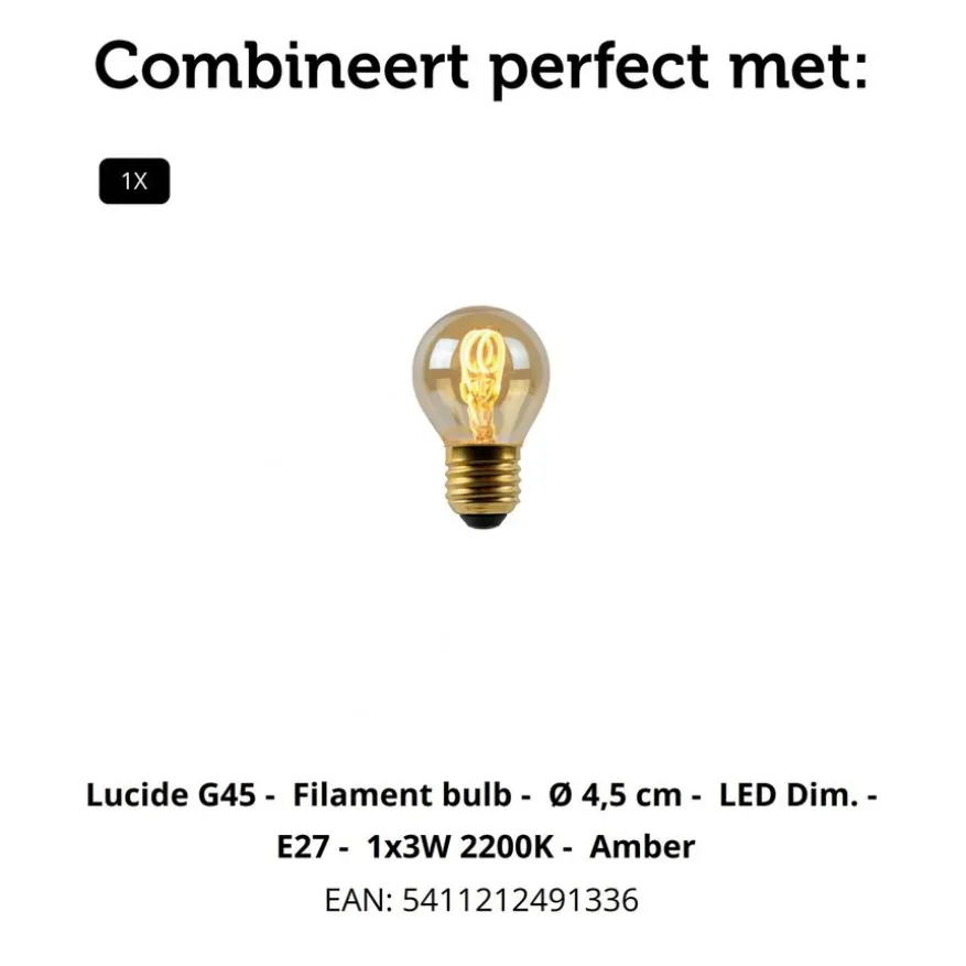 Lucide Tafellamp Fungo Wit - E27 - 28 cm hoog