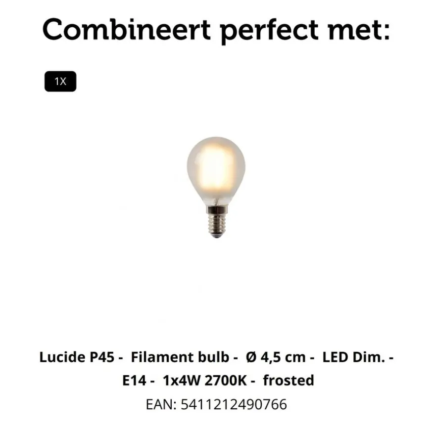 Lucide Tafellamp Greasby Grijs - E14 - 26 cm hoog