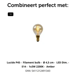 Lucide Tafellamp Suzy Zwart - E14 - 16 cm hoog