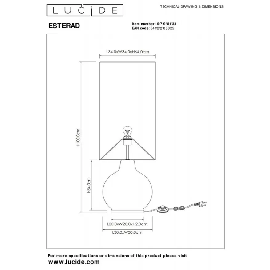 Lucide Vloerlamp Esterad Groen - E27 - 100 cm hoog