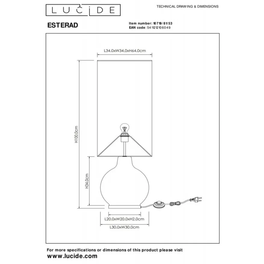 Lucide Vloerlamp Esterad Oranje - E27 - 100 cm hoog