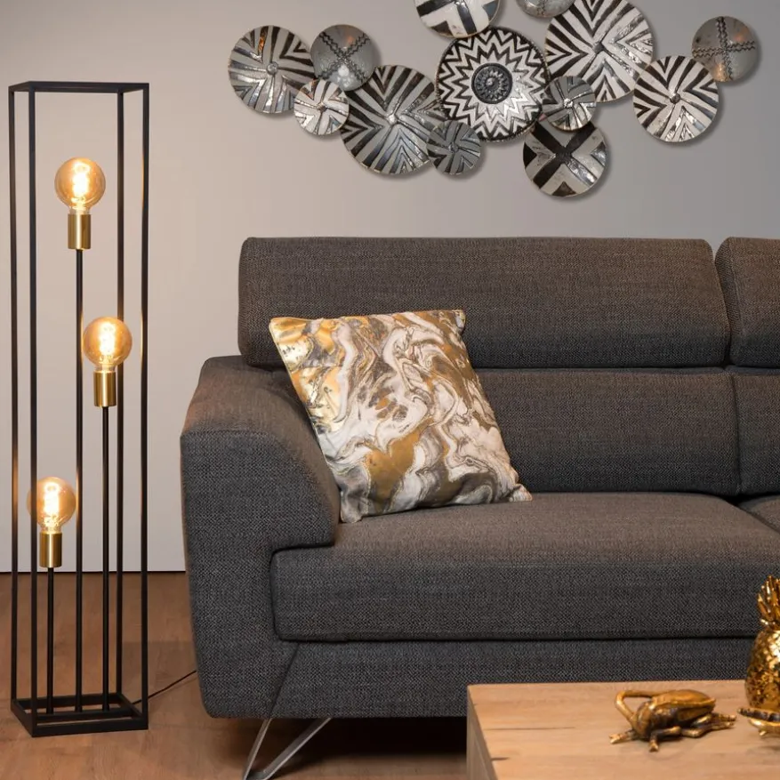 Lucide Vloerlamp Ruben Zwart - 3 x E27 - 120 cm hoog