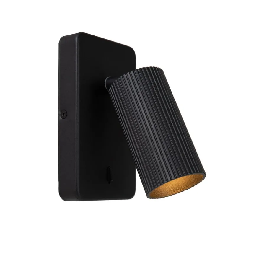Lucide Wandlamp Clubs Zwart - GU10 - 16 cm hoog
