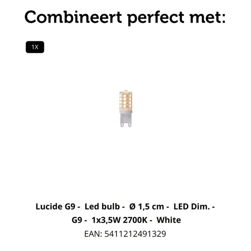 Lucide Wandlamp Diletta Wit - G9 - 18 cm hoog